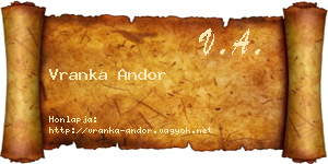 Vranka Andor névjegykártya